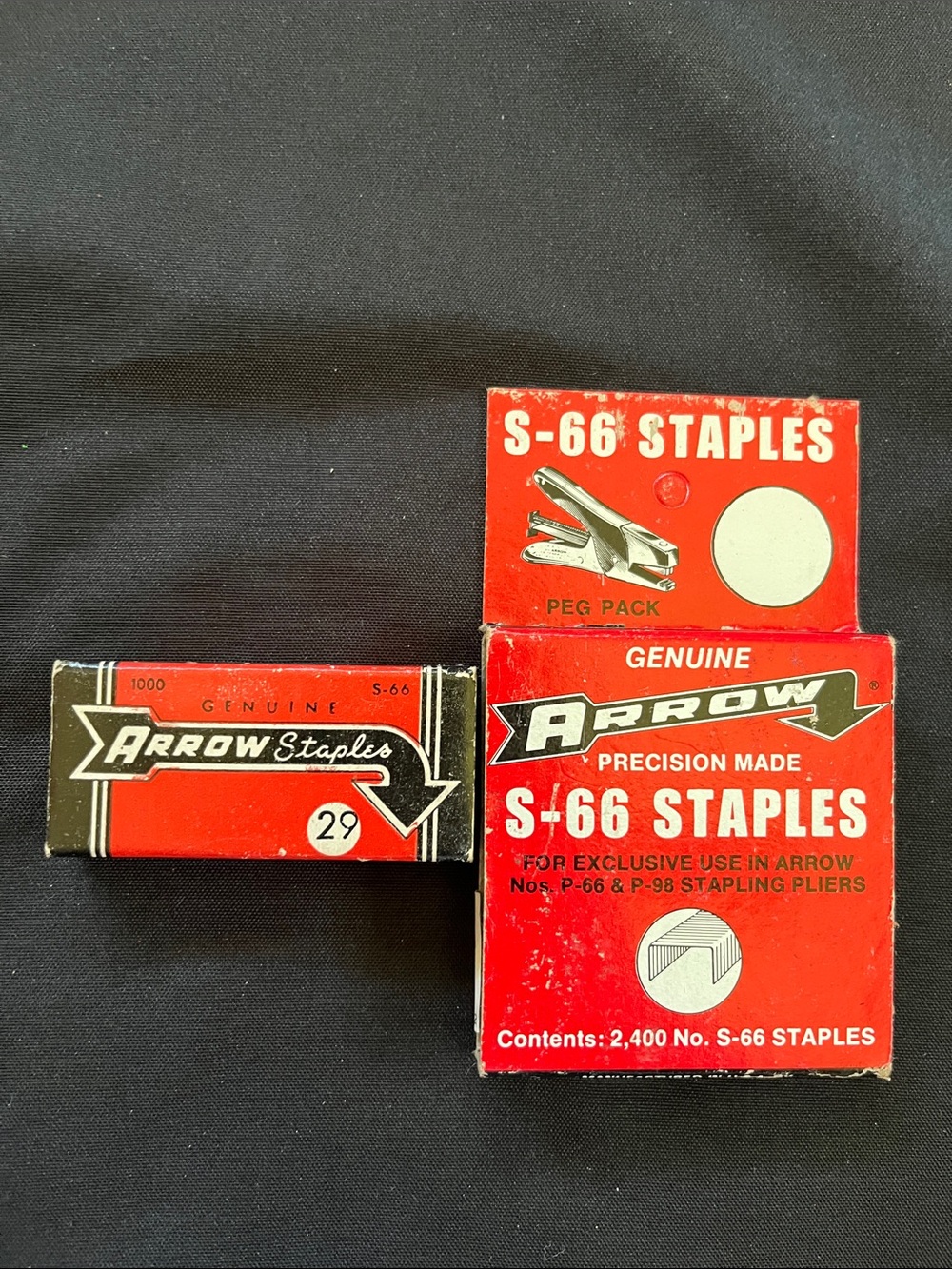 X2 Pkgs Vtg Genuine Arrow Staples S-66 Made In USA  For P-66 Stapler Both Full